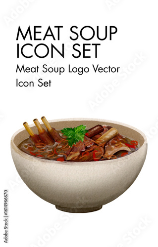 Meat soup logo vector Icon set