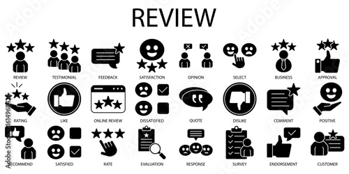 Set of review Icons or symbols Vector fully editable file.