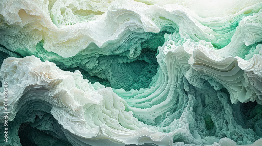 Obraz premium Abstract green and white paper wave texture