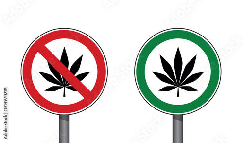 cannabis forbidden and allowed sign vector illustration