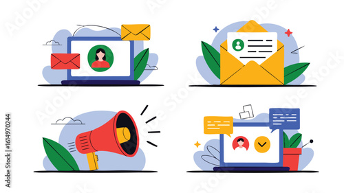 AI Generate Email Marketing and Communication Promotion Illustration for Business Social Media Campaigns