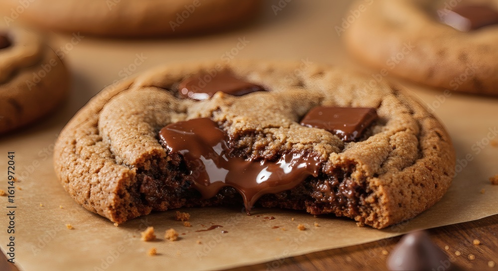 Fototapeta premium Chocolate Chip Cookie with Melted Chips