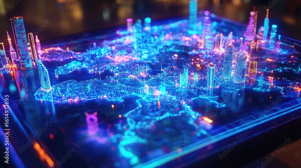 Obraz premium cartography lighting up map