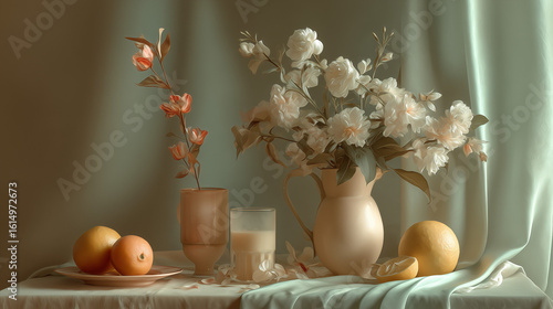 Minimalist still life in pale, muted colors.

