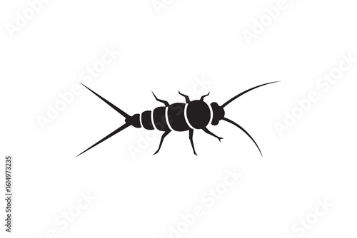 Silverfish Insect Silhouette Vector Design