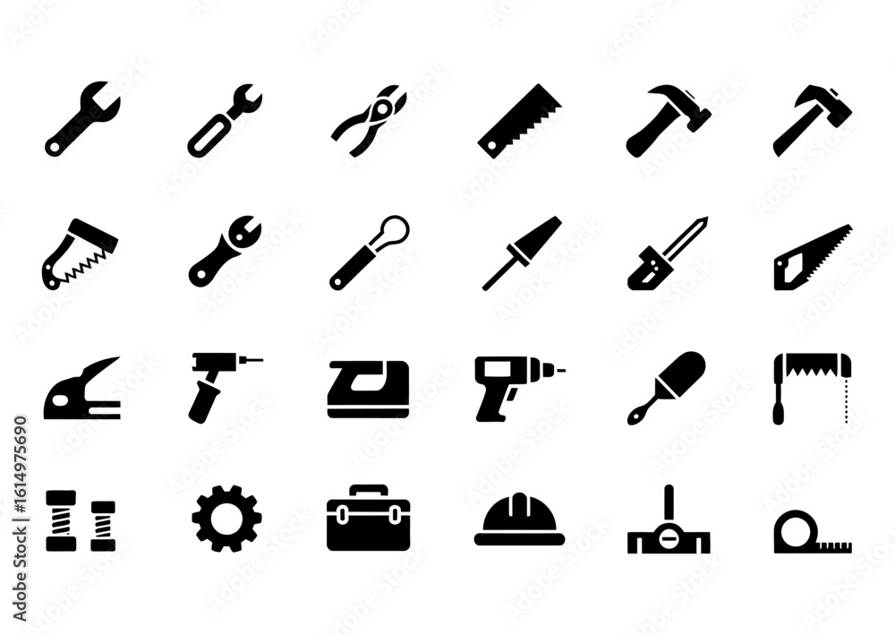 Obraz premium Construction tool icon collection , worker tools silhouette design