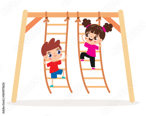 Cartoon Kid Plating At Park