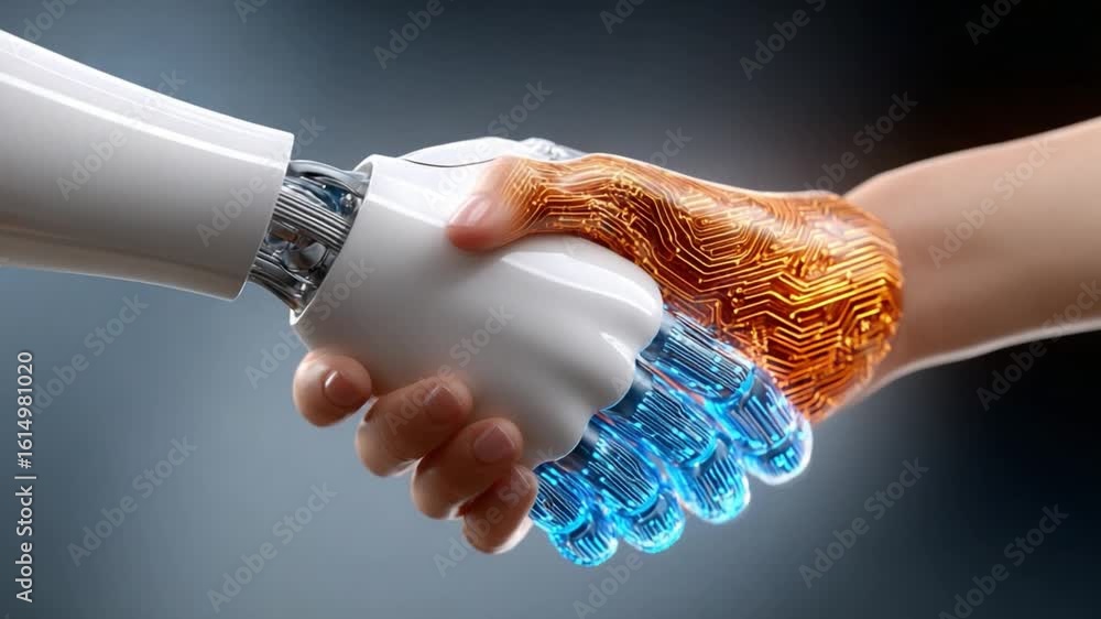 Software Handshaking Digital handshake: An elegant photo depicts a firm handshake between a ...