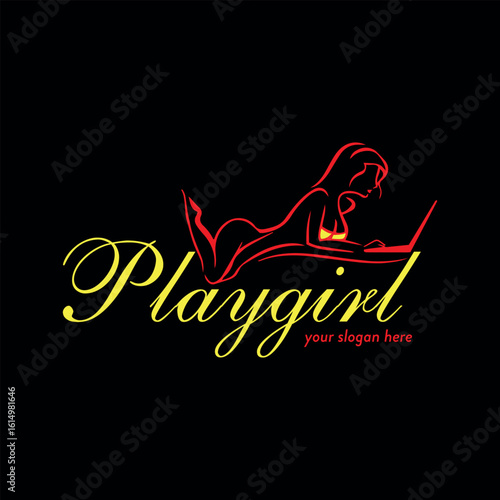 sexy playgirl logo design vector