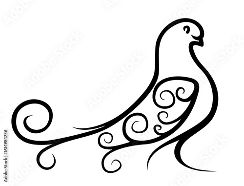 The symbol of a stylized pigeon.