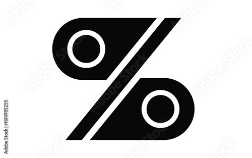 Bold black percentage sign icon on clean white backdrop illustration