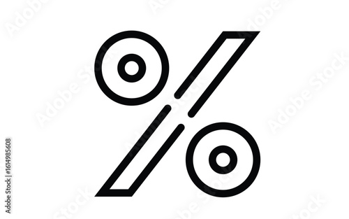 Modern Percentage Symbol in Black Outline Style on White Background