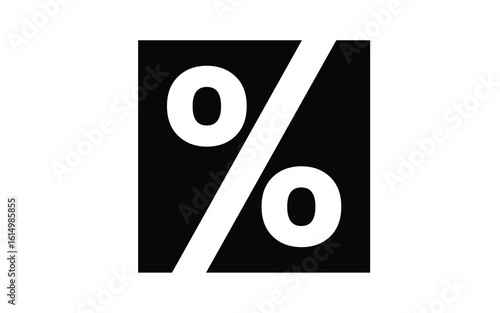 Bold Percentage Symbol in Black and White Graphic Design