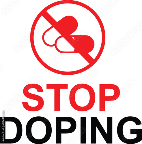 Stop Doping Icon – Anti-Doping Label Logo for Sports and Health Awareness