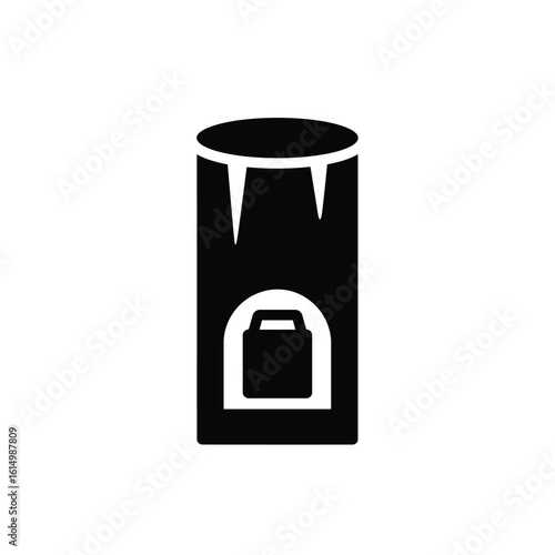 Black silhouette of a hollow fence post with a cache