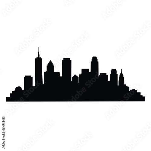 Black silhouette cityscape buildings urban skyline