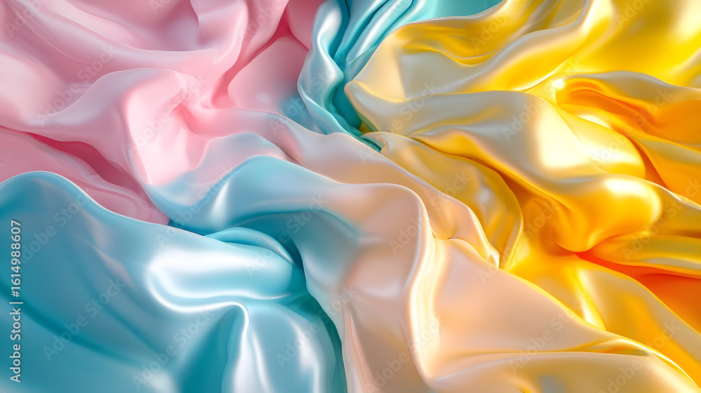 Obraz premium Soft, flowing fabrics in pastel and warm hues. Draped, silky, smooth textures