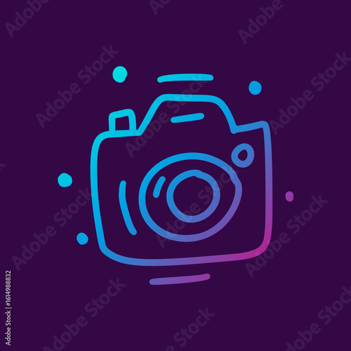 Neon blue musical notes on a dark textured background.