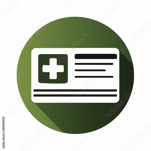 Vector icon of a health insurance card with a cross