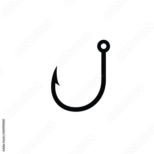 Black fishing hook icon sharp