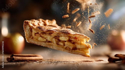 Delicious slice of apple pie with cinnamon twists