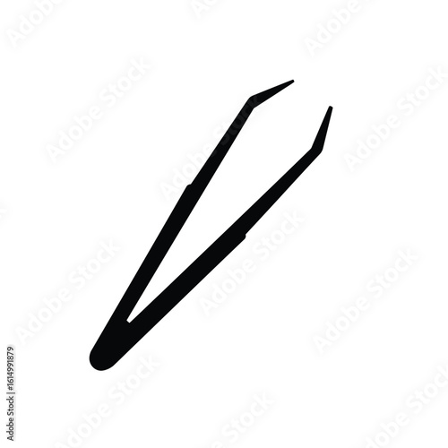 Black tweezers icon on white background tool instrument