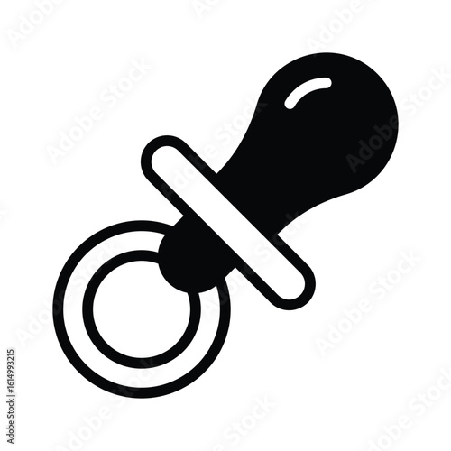 A glyph style icon showing a cute baby pacifier