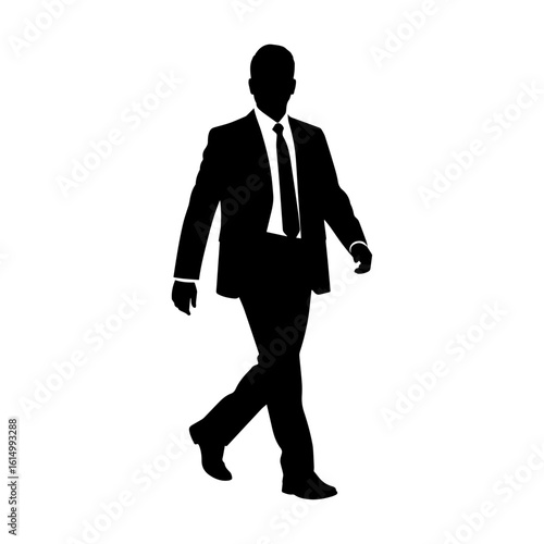 Silhouette of Confident Businessman Walking – Professional Career Concept Art