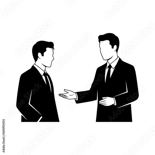 Businessmen Conversation Silhouette – Professional Discussion Vector Illustration