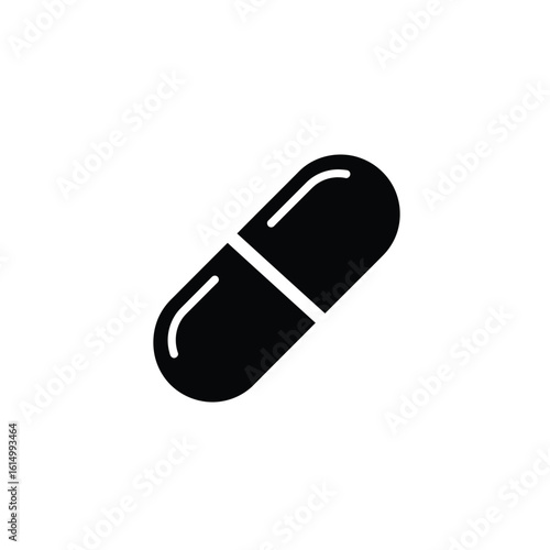 Black capsule pill icon medicine health