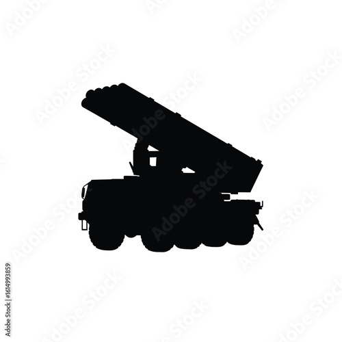 Black silhouette of a rocket launcher vehicle vector