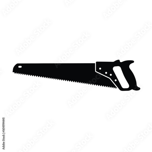 Black silhouette of a handsaw tool woodworking