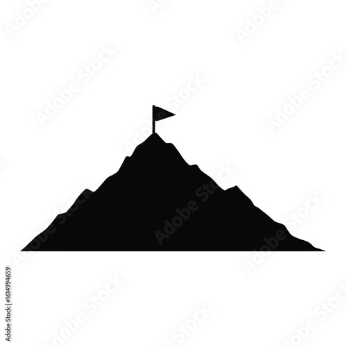 Mountain peak flag silhouette summit banner