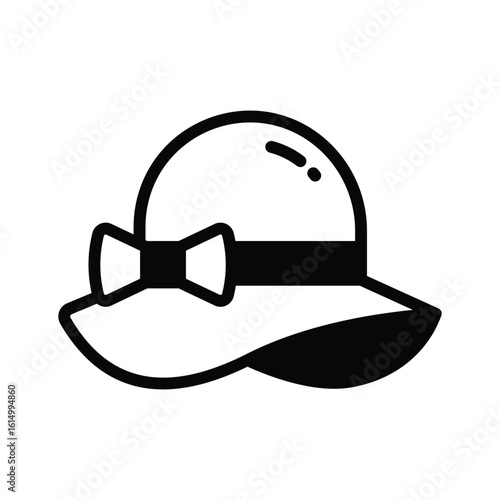 A modern glyph icon showing a ribbon bow hat