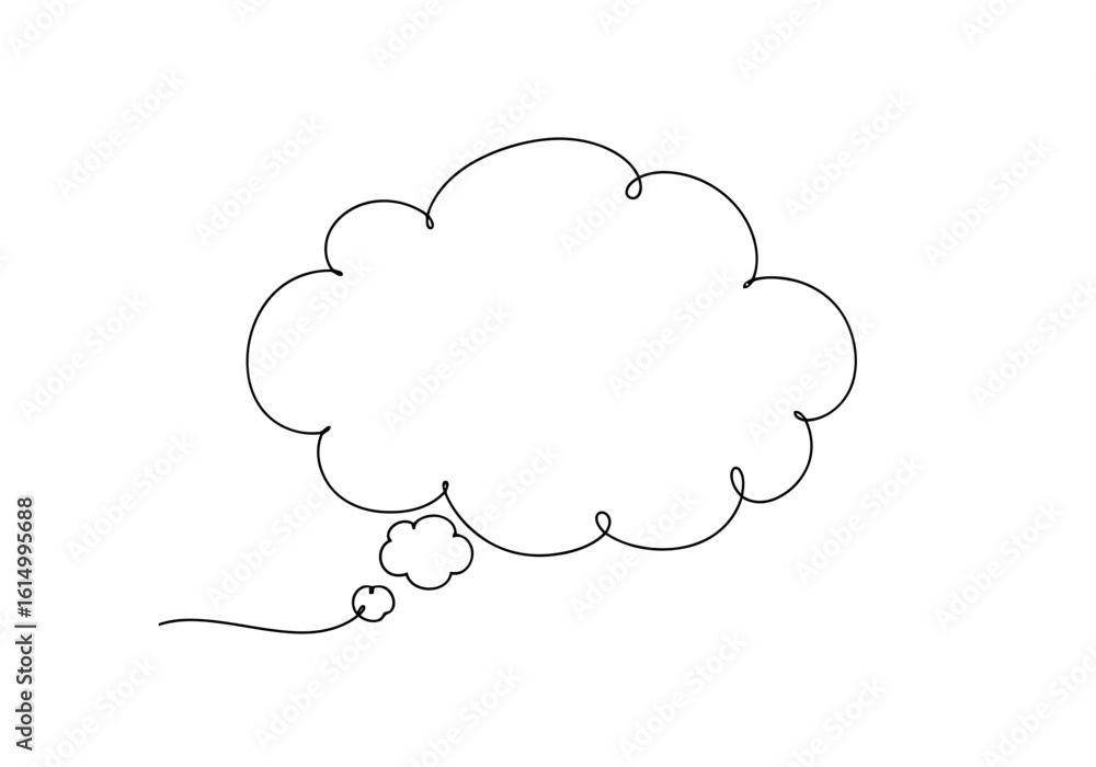 Vector art of a single line drawing of a thought bubble isolated on white Vector art of a single line drawing of a thought bubble isolated on white