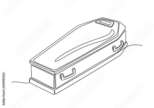 Vector art of a simple line drawing of a coffin