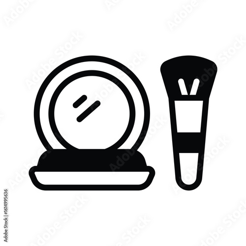 An glyph icon showing blush on with brush