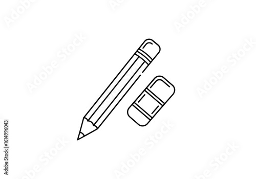 Vector art of a pencil and eraser isolated on a white background
