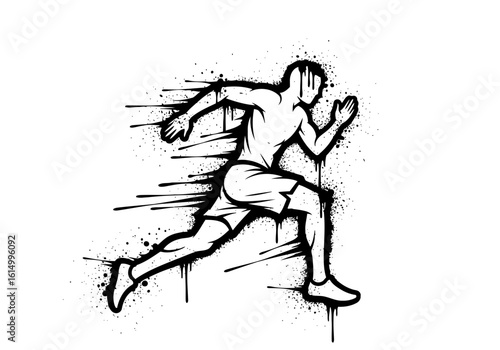 Vector art of silhouette of a runner in motion, isolated on white background