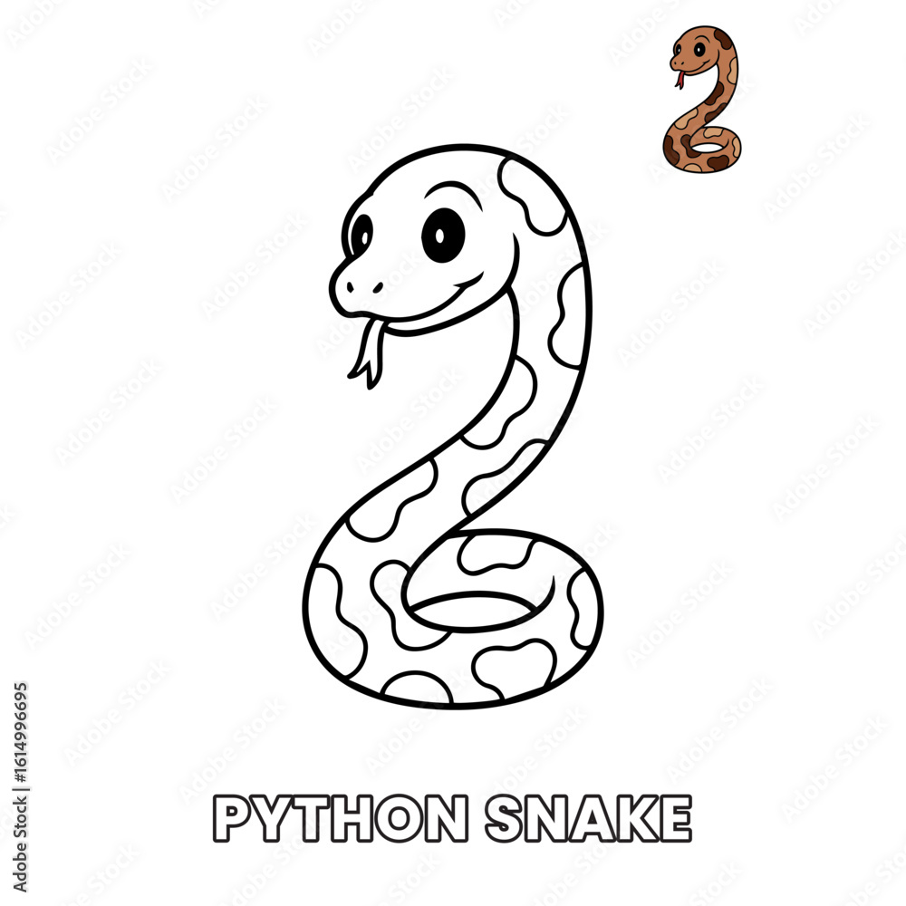 Fototapeta premium Python Snake Animal Children Coloring Pages