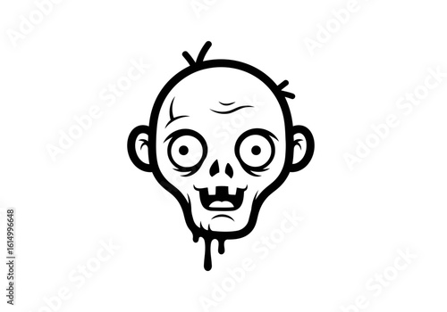 Vector art of a creepy zombie face isolated on white background