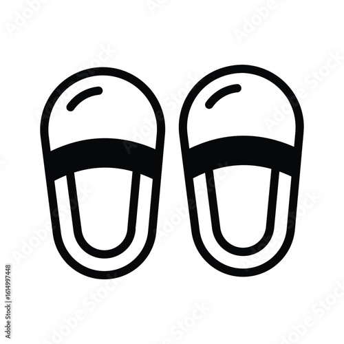 Trendy glyph style icon of soft home slippers pair