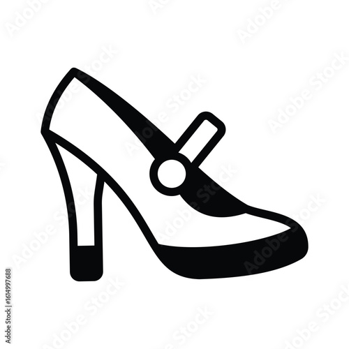 Stylish glyph icon showing single heel shoe
