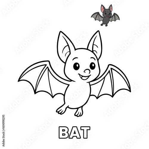 Cute Bat Animal Children Coloring Pages