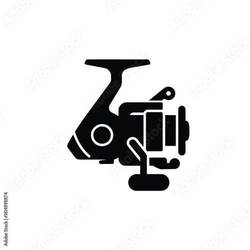 Black spinning reel icon fishing