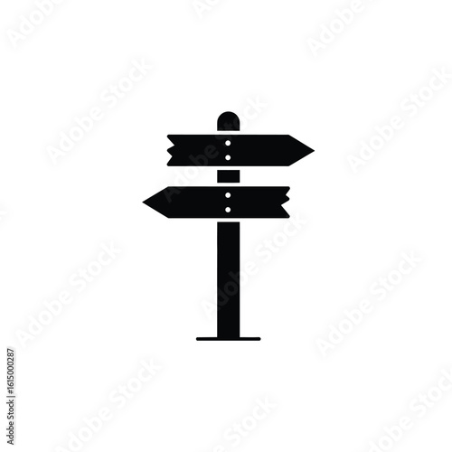 Black directional signpost icon arrow wood