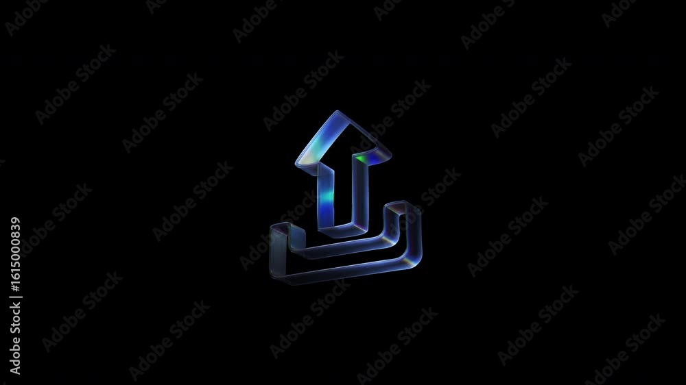 Rotating upload icon on black background Rotating upload icon on black background