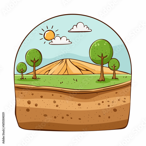 Environmental change as desert encroaches upon green landscape in daytime
