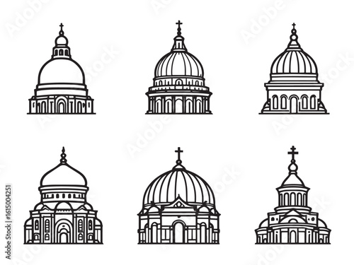 Golden dome simple structure outline vector set