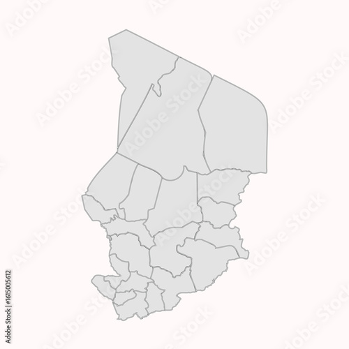 Detailed Political Map of Chad with States and Regions